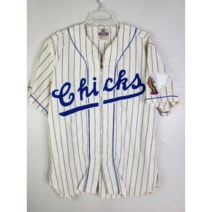 Vintage Ebbets Field Flannels Men Large USA Full Zip Chicks Jersey #2 Rare